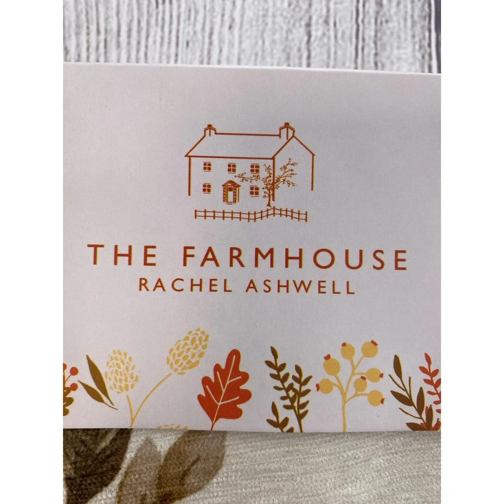 Rachel Ashwell Farmhouse Table Runner 16x72 Cream Beaded Pumpkin Fall Harvest